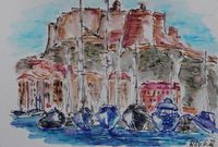 Korsika_ Hafen von Bonifacio (Postkarte)