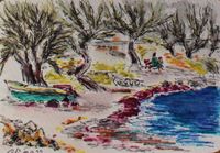 Patmos - Badebucht am hoel Asteri_Postkarte