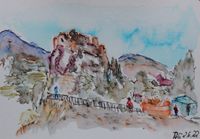 Korsika_Blick zur Festung von Corte (Postkarte)